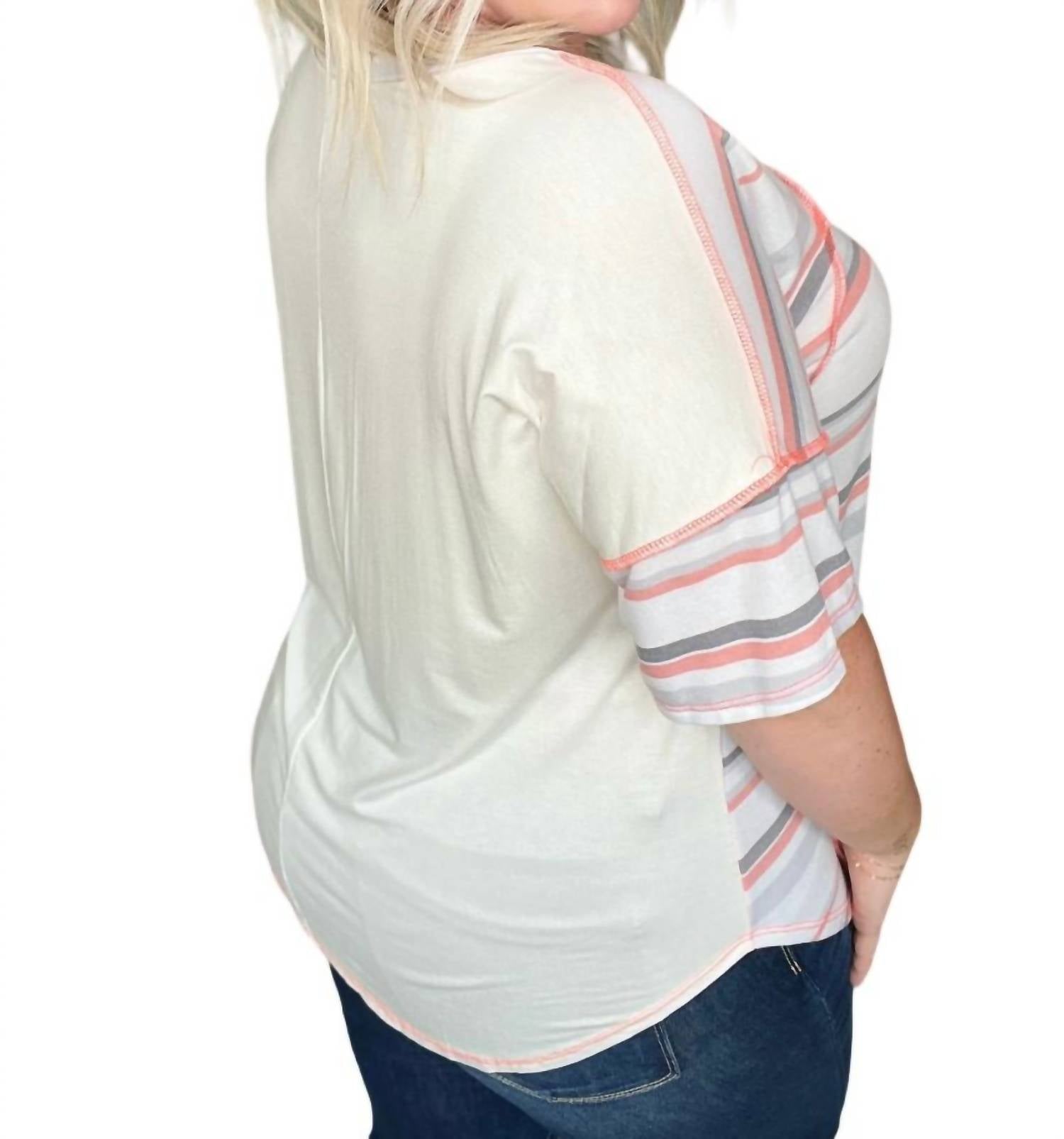 Sew In Love - Round Neck Drop Shoulder Striped Top