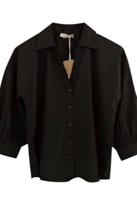Maude Kyra Collared Top in black - women's blouse - detail view