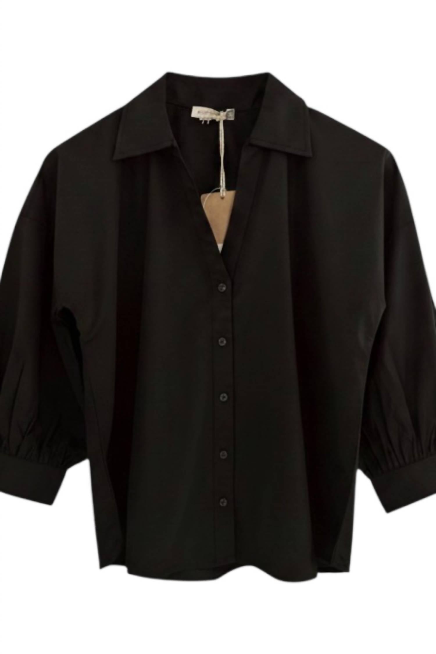 Maude Kyra Collared Top in black - women's blouse - detail view
