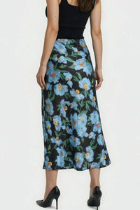 Miss Sparkling - Women's Satin Floral Print Skirt