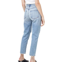 AGOLDE Women's Riley High Rise Straight Crop Jean in blitz - women's jeans - detail view