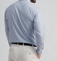 PETER MILLAR Cashiers Performance Twill Sport Shirt in deep verdant - men's shirt - detail view