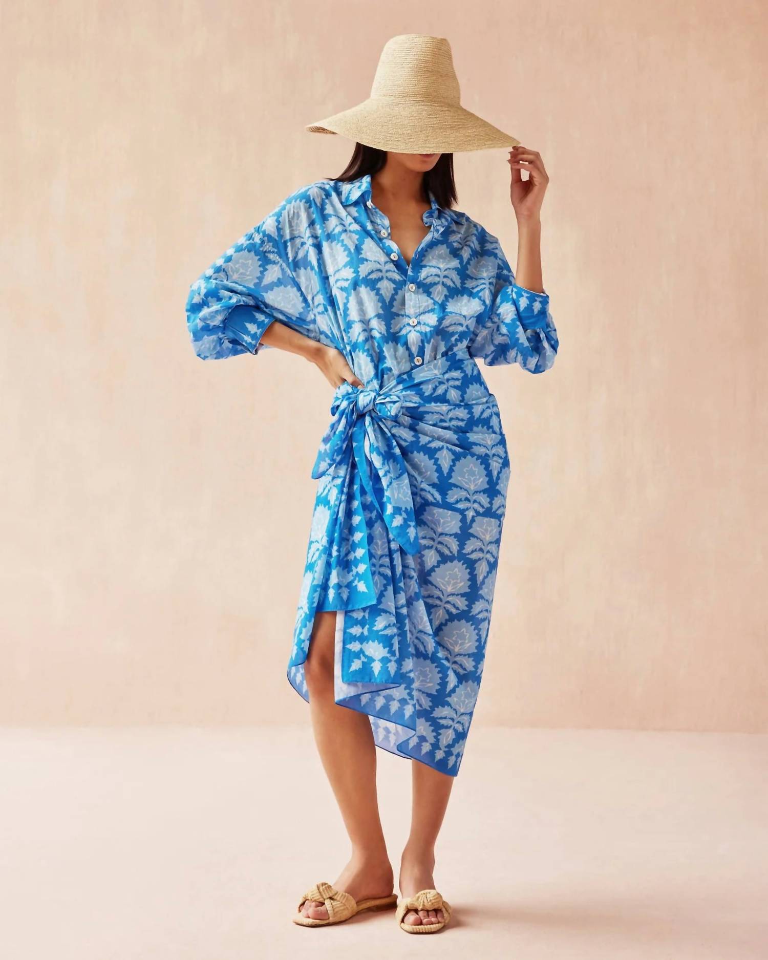 OMIKA Callista Button Down Mika in azure - women's swimwear