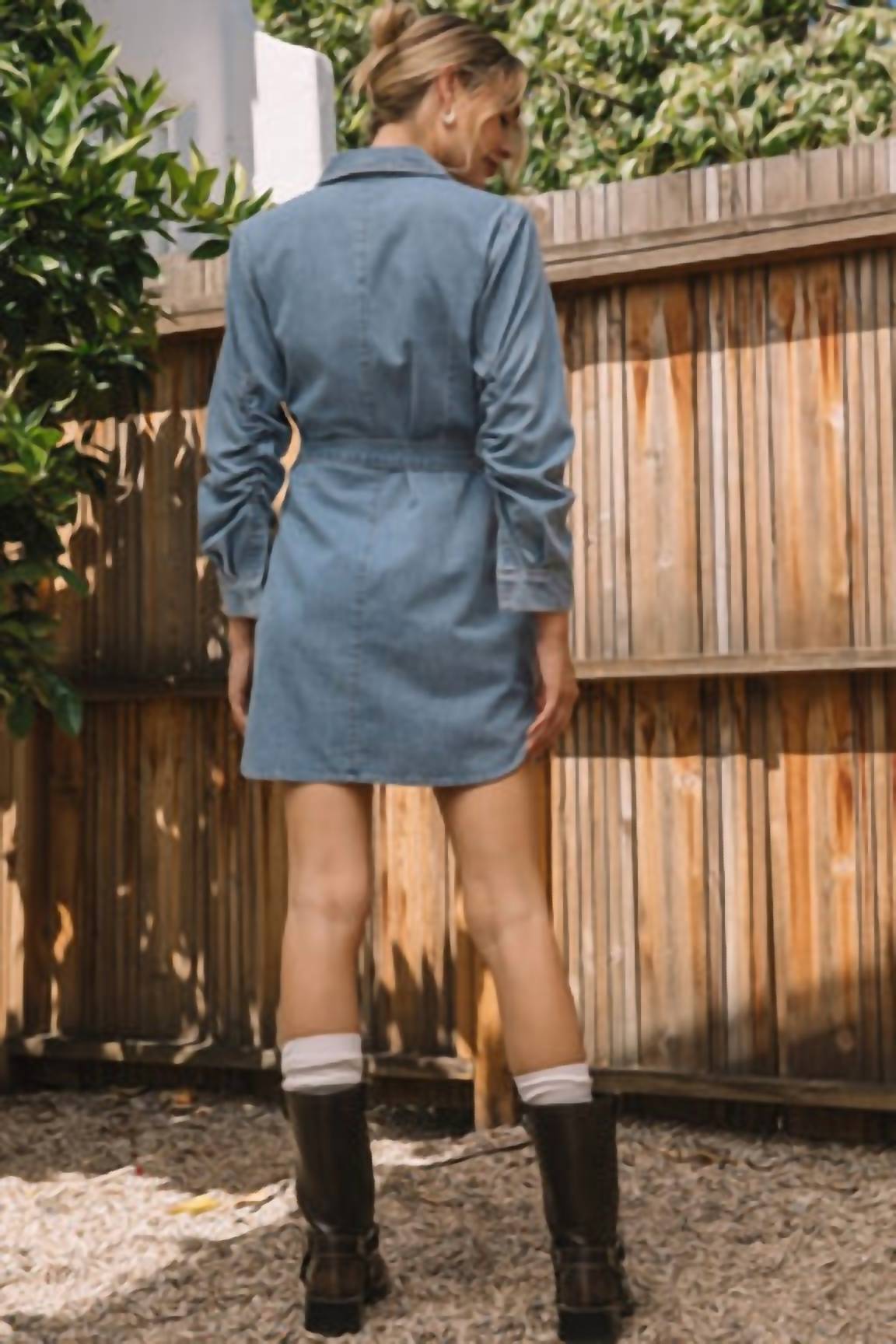 Skies Are Blue - Urban Button Down Shirt Mini Dress
