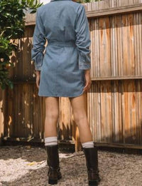 Skies Are Blue - Urban Button Down Shirt Mini Dress