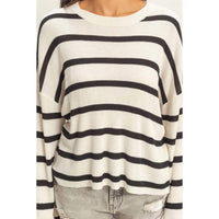 Double Zero Wide Sleeve Striped Sweater in black - women's sweater - view 4