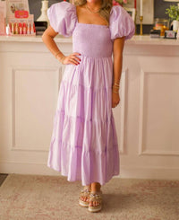 By Together Puff Sleeves Maxi Dress in lavender - women's dress - alternate view