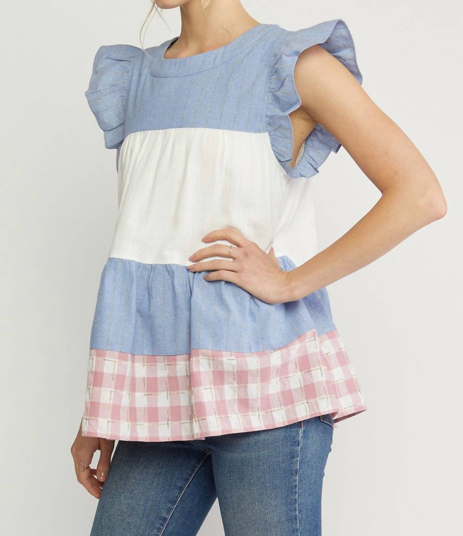 Entro - Mixed Print Tiered Top