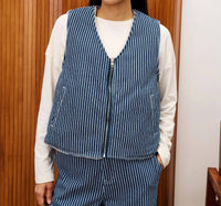 FRNCH Cymric Stripe Vest in blue and white - women's blouse