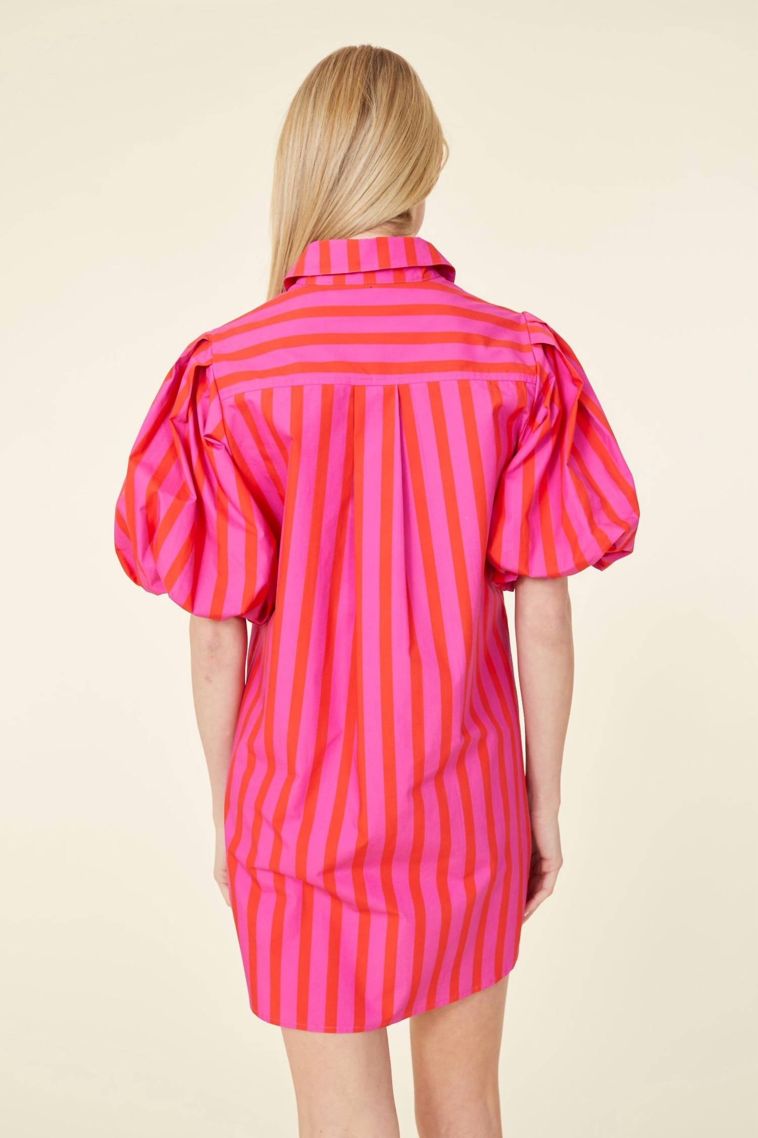 Dolce Cabo - Puff Sleeve Stripe Tunic Dress