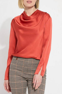 Lysse - Hammered Satin High Cowl Neck Blouse