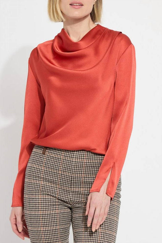 Lysse - Hammered Satin High Cowl Neck Blouse