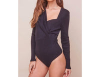 ASTR Ribbed Bodysuit in black - women's shirt