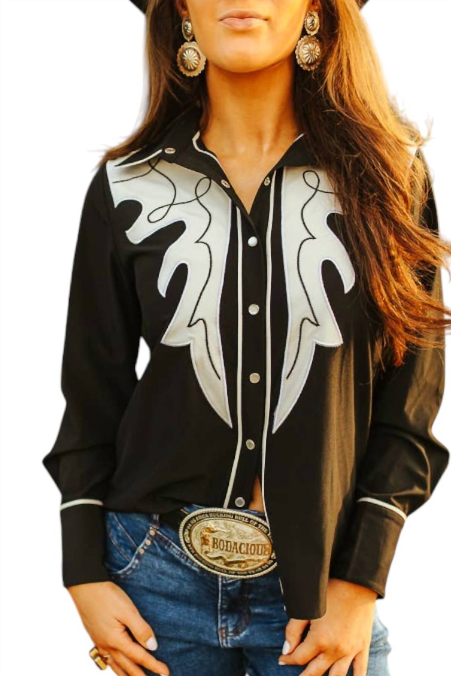Lucky & Blessed - Embroidery Yoke Button Down Shirt - Plus