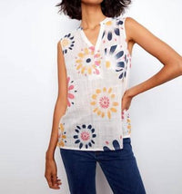 Charlie B - Printed Cotton Gauze Sleeveless Shirt