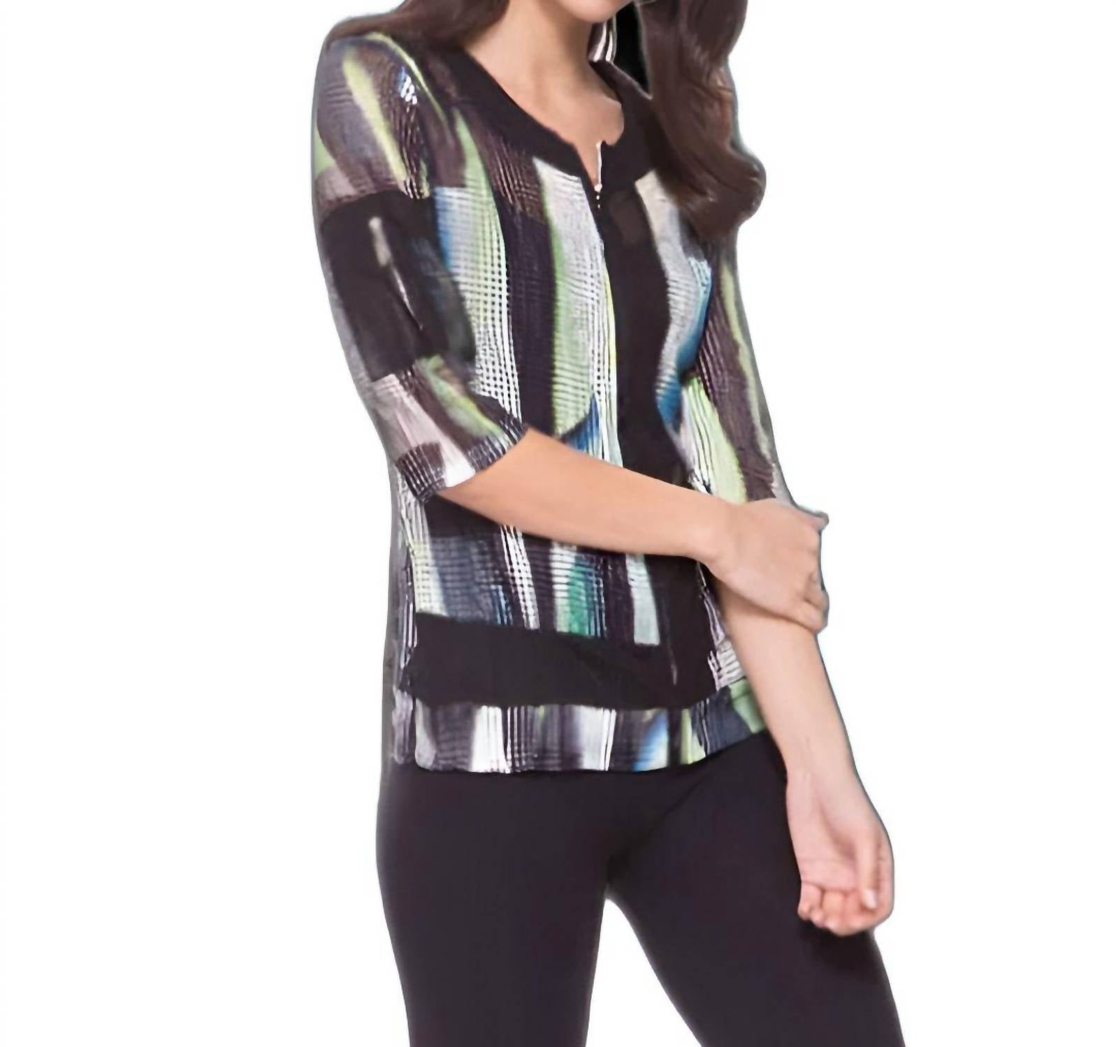 Exclusive Thredz - Light Full Mesh Zipper 3/4 Sleeve Jacket