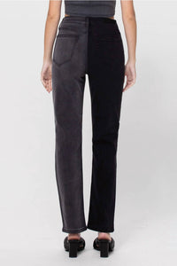 CELLO Tonya Two Tone High Rise Jeans in dark wash black - women's jeans - detail view