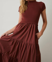 Le Lis - Maren Tiered Mock-neck Midi Dress