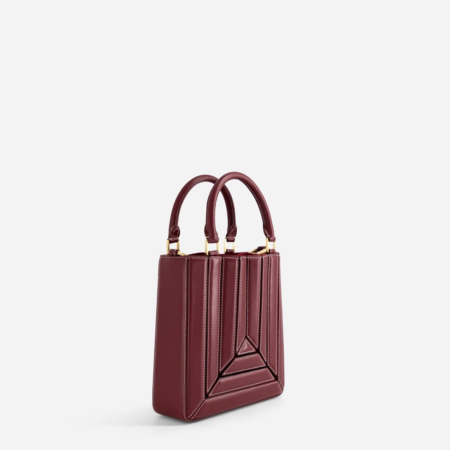 Mlouye Women's Sera Tall Mini Tote Bag in bordeaux - women's bag - detail view
