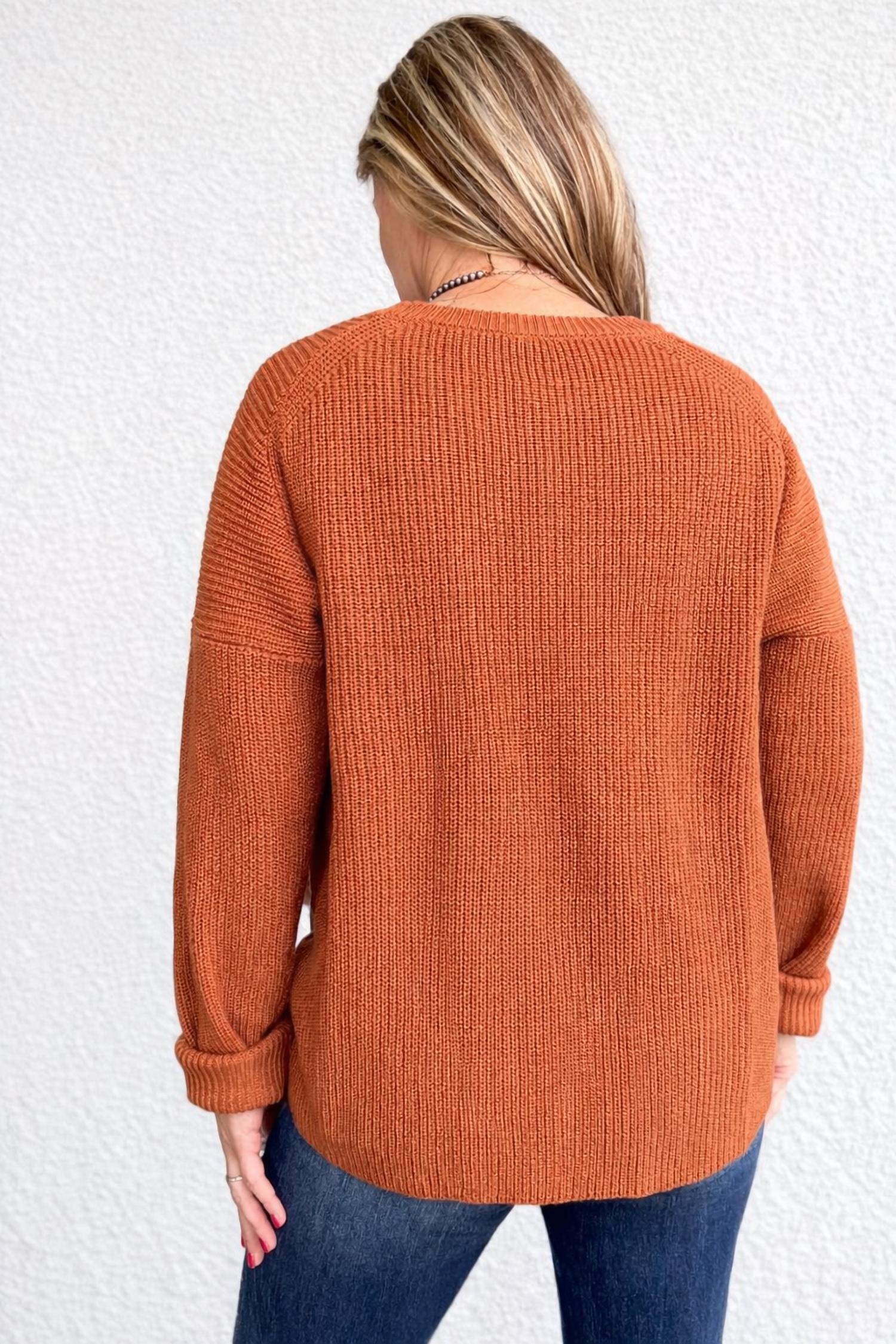 2FlyCo Taos Sweater in rust - women's sweater - detail view