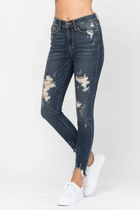 Judy Blue - Destroyed Hem Skinny Jeans