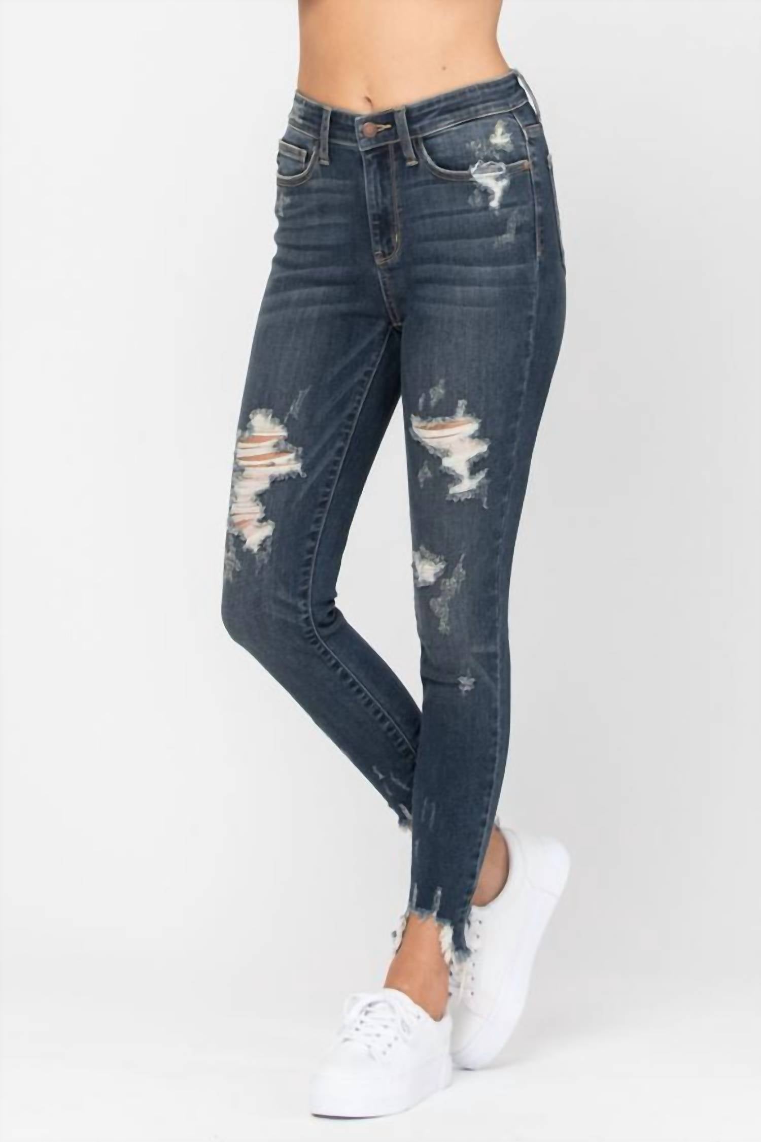 Judy Blue - Destroyed Hem Skinny Jeans