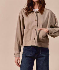 So Me - Cropped Barn Jacket With A Corduroy Collar