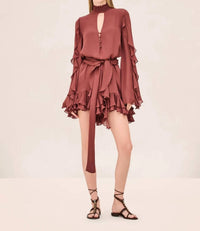 ALEXIS Giovanna Long Sleeve Mini Dress Dress in burnt sienna - women's dress