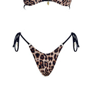 Gigizara - Women's Leopard Luxe Tie Side Bikini Bottom Brazilian Cut & Luxe Shine