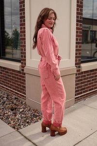 Skies Are Blue - Long Sleeve Cotton Twill Jumpsuit