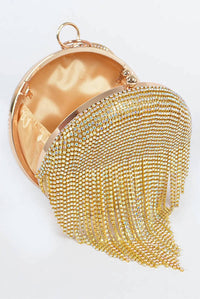 H&D Accessories - Women's Stingy Studded Fringe Round Clutch Purse