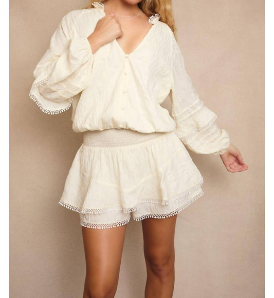 Le Lis - V-neck Smocked Long Sleeve Romper