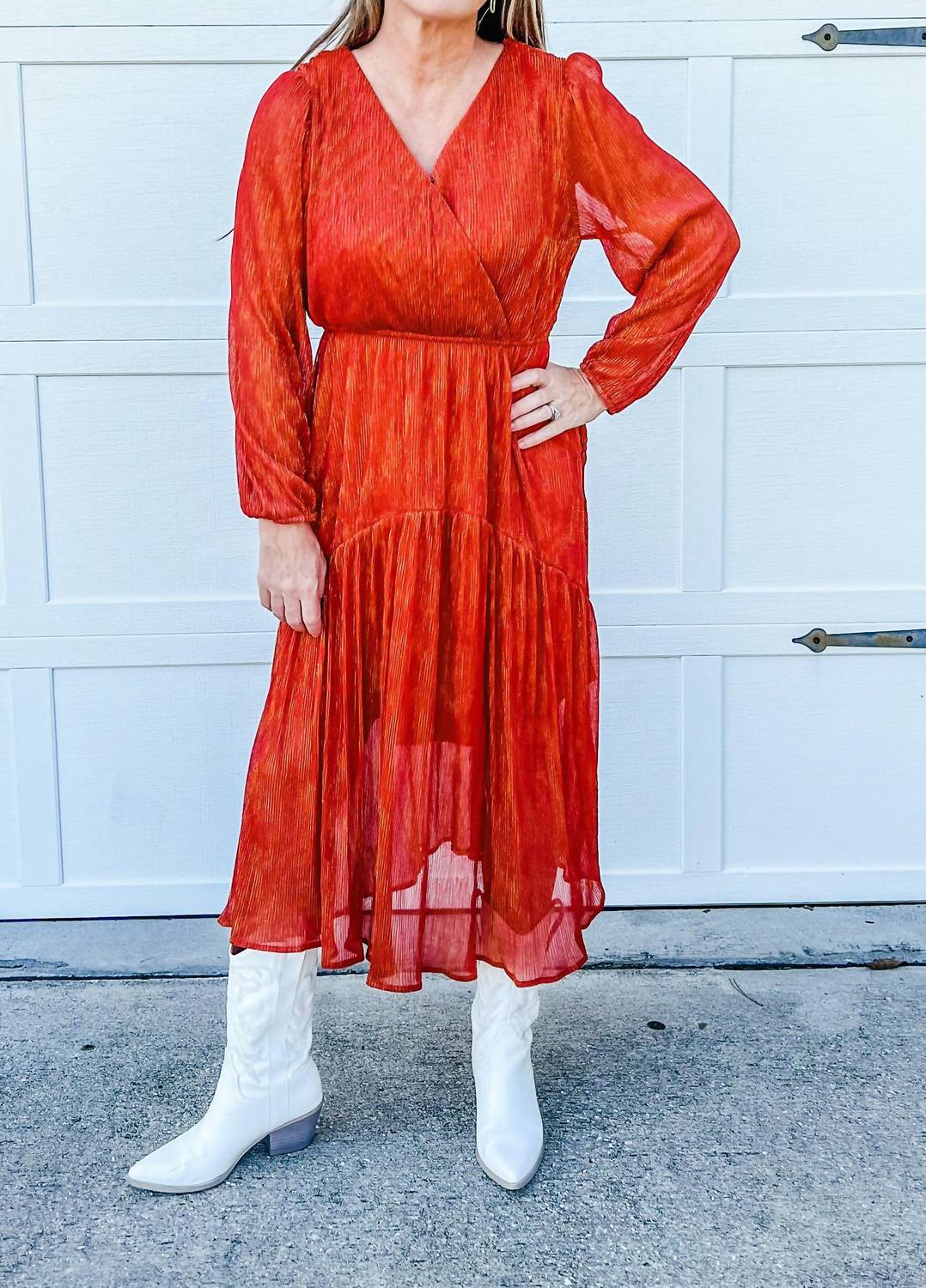 Hayden La - Going Somewhere Lurex Ribbed Long Sleeve Surplice Dress