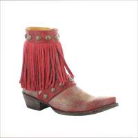 OLD GRINGO Women's Milan Fringes Boots in petrol red - women's shoe - detail view
