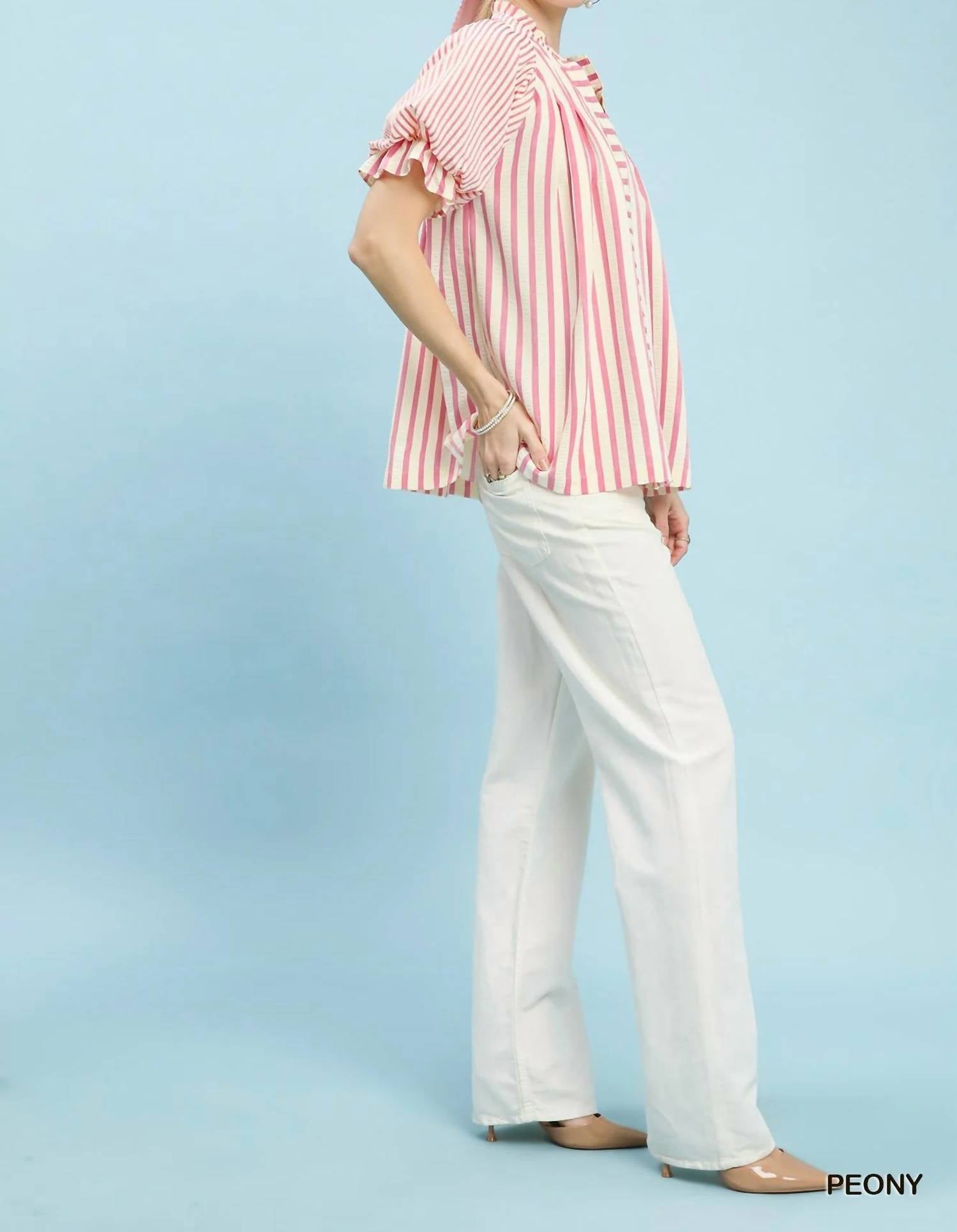 Umgee - Striped V-Neck Top