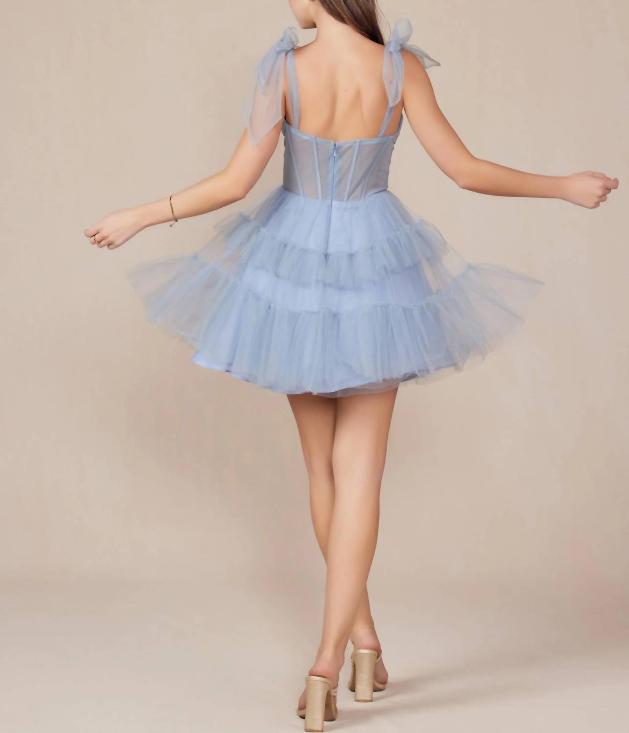 Nox Anabel - Short Sleeveless Tiered A-line Prom Dress
