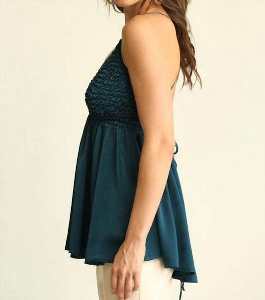 Satin Halter Open Back Top