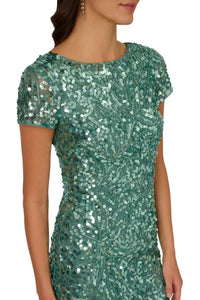 Adrianna Papell - Sequin Embellishment Maxi Gown Dress