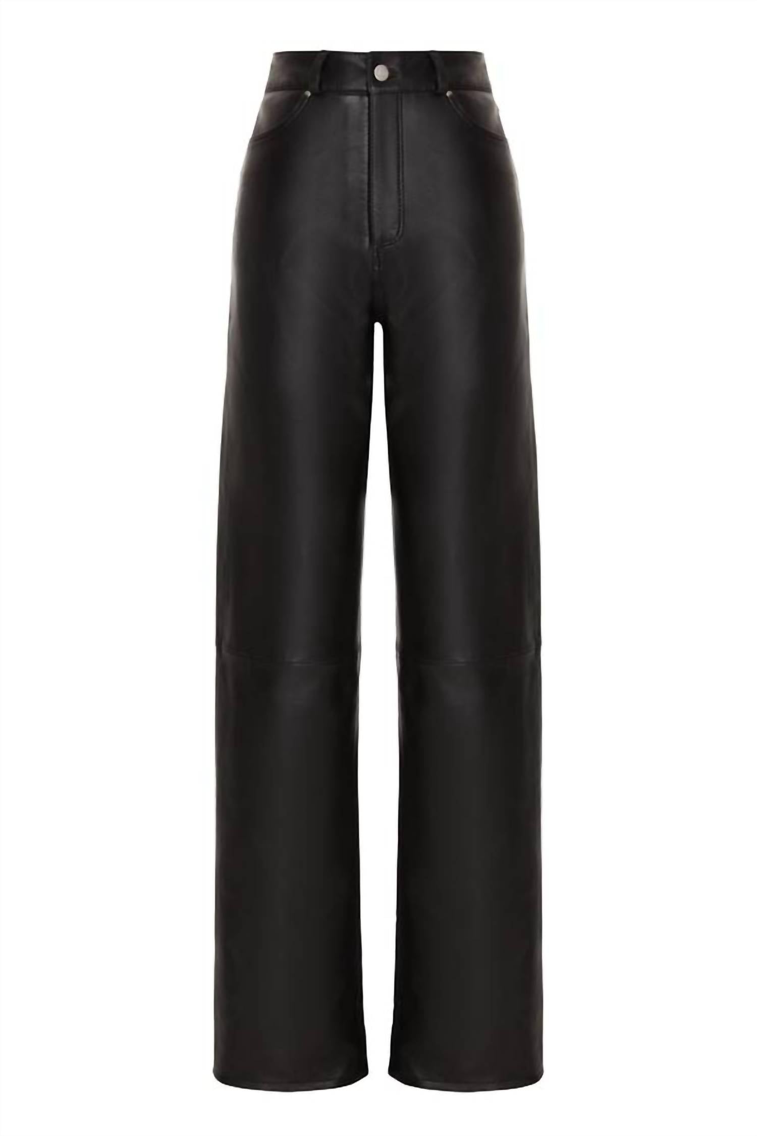 Astrid - Women's Faux Leather Straight Leg Pants