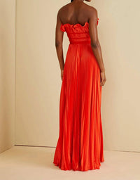 AMUR Losey Ruffle Neck Gown in sun coral - women's dress - alternate view