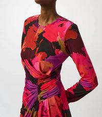 Joseph Ribkoff Floral Print Scoop Neck Long Sleeves Sheath Dress in black multi - women's dress - alternate view
