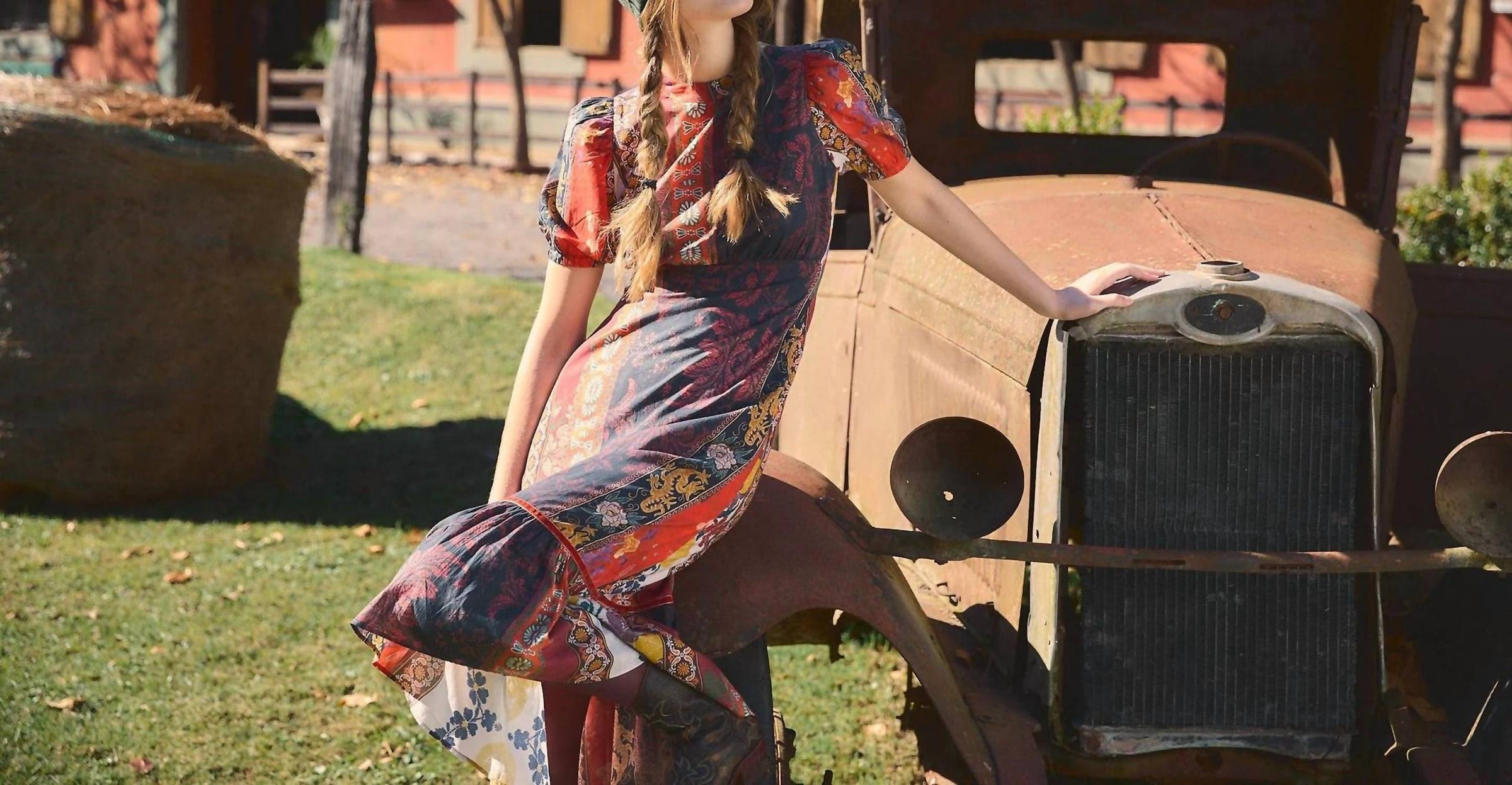 RO'S GARDEN Freya Midi Dress in orange - women's dress - alternate view