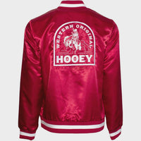 HOOEY Men's Bomber Rodeo Satin Jacket in red - men's jacket - detail view