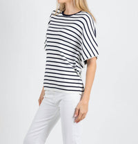 Leo & Ugo - Relaxed Drapey Wide Stripe Top