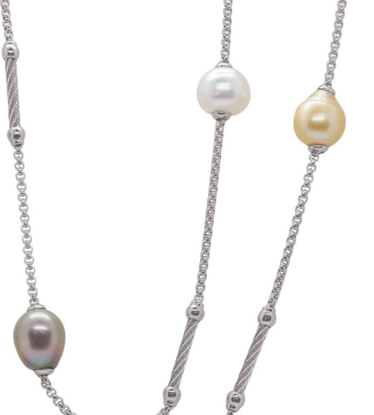 Disc - Women's Pearl Station Necklace