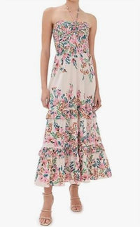 FIGUE June Dress in confetti floral biscotti beige - women's dress