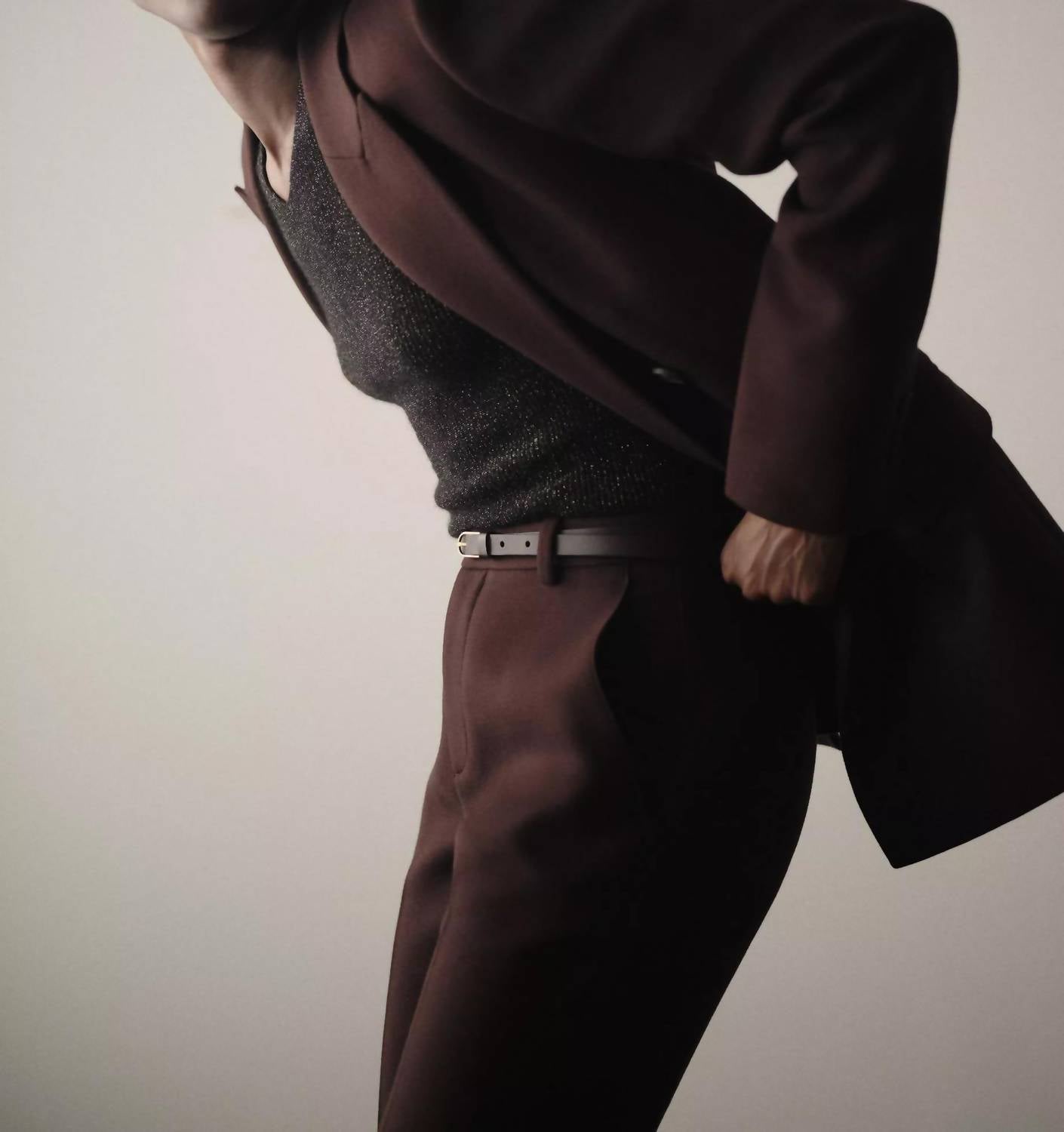 Vince - Metallic Ribbed High V-neck Sweater