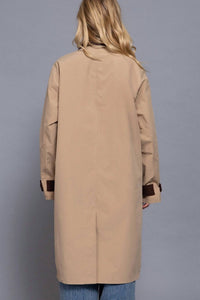 Active Basic - Long Sleeve Contrast Collar Button Down Trench Coat