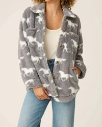 Pj Salvage - Let's get cozy Plush Horse Print Jacket