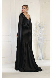 Royal Queen - V-neck Cape Sleeve Mermaid Formal Evening Dress